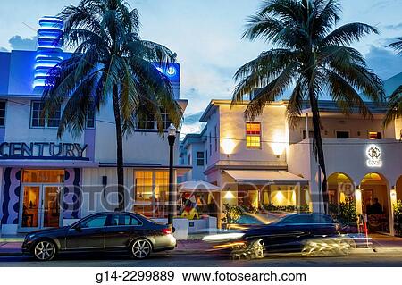USA. Florida, Miami Beach, Ocean Drive, Century hotel and Cavalli, restaurant View Large Photo Image Stock Photo - USA. Florida, Miami Beach, Ocean Drive, Century hotel and Cavalli, restaurant. Fotosearch