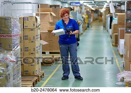 Picture - Used with bar code reader, Warehouse, Hospital Donostia, San Sebastian, Gipuzkoa, Basque Country, Spain. Fotosearch