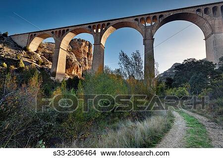 Viaduct in the Riaza Canyon Natural Park. Montejo de la Vega de la SerrezuelaSegovia. Castilla Leon. Spain. Europe. View Large Photo Image Picture - Viaduct in the Riaza Canyon Natural Park. Montejo de la Vega de la SerrezuelaSegovia. Castilla Leon. Spain. Europe.. Fotosearch