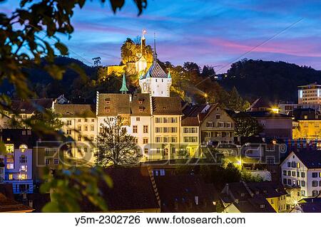 View towards castle, Baden, Kanton Aargau, Switzerland. View Large Photo Image Stock Photograph - View towards castle, Baden, Kanton Aargau, Switzerland.. Fotosearch