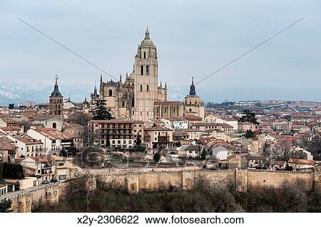 Walled city skyline, Segovia, Spain, Europe. View Large Photo Image Stock Image - Walled city skyline, Segovia, Spain, Europe.. Fotosearch