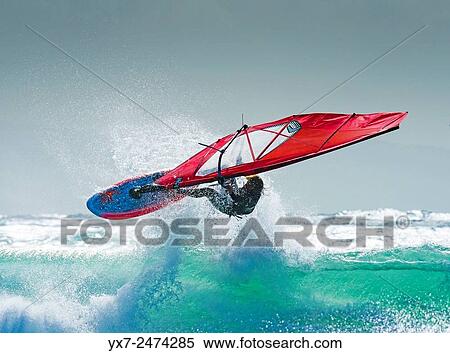 Windsurfing. Tarifa, Cadiz, Costa de la Luz, Andalusia, Spain. View Large Photo Image Stock Photography - Windsurfing. Tarifa, Cadiz, Costa de la Luz, Andalusia, Spain.. Fotosearch
