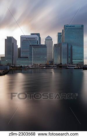 Winter evening at Canary Wharf, London, England. View Large Photo Image Stock Photo - Winter evening at Canary Wharf, London, England.. Fotosearch