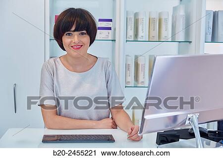 Woman. Hairdresser salon reception. Hairdressers and Beauty Clinic. Hair salon. View Large Photo Image Stock Image - Woman. Hairdresser salon reception. Hairdressers and Beauty Clinic. Hair salon.. Fotosearch