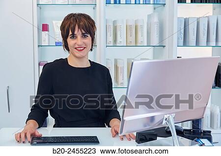 Woman. Hairdresser salon reception. Hairdressers and Beauty Clinic. Hair salon. View Large Photo Image Stock Image - Woman. Hairdresser salon reception. Hairdressers and Beauty Clinic. Hair salon.. Fotosearch