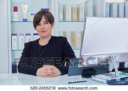 Woman. Hairdresser salon reception. Hairdressers and Beauty Clinic. Hair salon. View Large Photo Image Stock Photo - Woman. Hairdresser salon reception. Hairdressers and Beauty Clinic. Hair salon.. Fotosearch