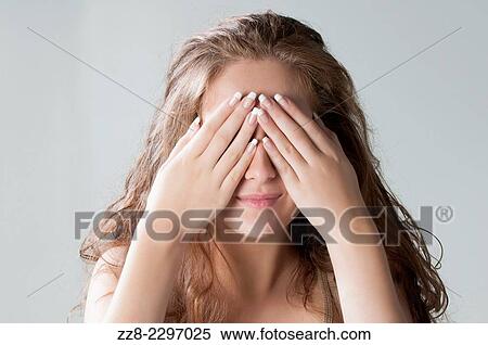 Young woman hands covering eyes. View Large Photo Image Stock Photography - Young woman hands covering eyes.. Fotosearch