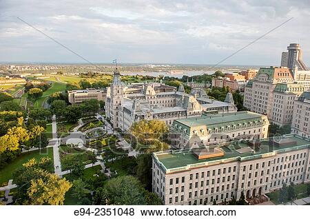 Stock Photo - An overhead view of the Assemblée Nationale du Québec building in Quebec City, Canada.. Fotosearch