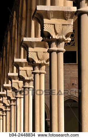 Cloister. Gothic Monastery of Pedralbes. Founded by King James II and his wife Elisenda de Moncada in 1326. Pedralbes quarter. Les Corts district. Barcelona. Catalonia. Spain. View Large Photo Image Picture - Cloister. Gothic Monastery of Pedralbes. Founded by King James II and his wife Elisenda de Moncada in 1326. Pedralbes quarter. Les Corts district. Barcelona. Catalonia. Spain.. Fotosearch