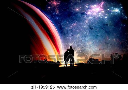 Couple in sillhouette with space background. View Large Photo Image Stock Photography - Couple in sillhouette with space background.. Fotosearch