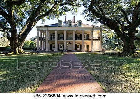 Picture - Main Home of Oak Alley Plantation, River Road, Just ourside of New Orleans, LA.. Fotosearch