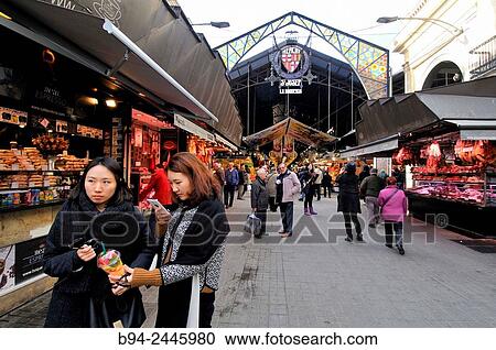 Mercat de Sant Josep de la Boqueria, aka La Boqueria, Boqueria market, large public market with an entrance from La Rambla, not far from the Liceu, Barcelona´s opera house. Ciutat Vella district of Barcelona, Catalonia, Spain. View Large Photo Image Stock Image - Mercat de Sant Josep de la Boqueria, aka La Boqueria, Boqueria market, large public market with an entrance from La Rambla, not far from the Liceu, Barcelona´s opera house. Ciutat Vella district of Barcelona, Catalonia, Spain.. Fotosearch