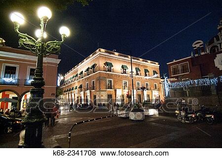 Stock Photo - Newspaper offices near the Zocalo, in Puebla, Mexico.. Fotosearch
