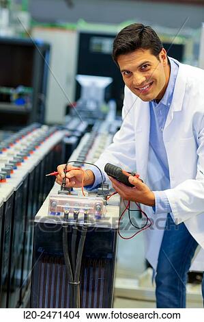 Picture - Researcher. Classic Solar Batteries. Solar Liquid Cell. Technological research on energy. Energy and Environment. Tecnalia Research & innovation, Bizkaia, Basque Country, Spain.. Fotosearch