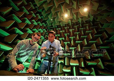 Stock Photography - Researchers. Acoustic chamber. EMC & Telecom Lab. Certification of Low Voltage Electrical & Electronic Products. Technological Services to Industry. Tecnalia Research & innovation. Bizkaia. Basque Country. Spain.. Fotosearch