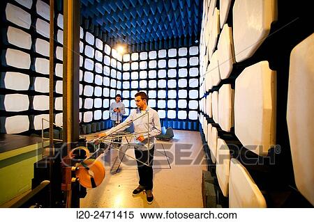 Stock Photography - Researchers. Anechoic chamber. EMC & Telecom Lab. Certification of Low Voltage Electrical & Electronic Products. Technological Services to Industry. Tecnalia Research & innovation. Bizkaia. Basque Country. Spain.. Fotosearch