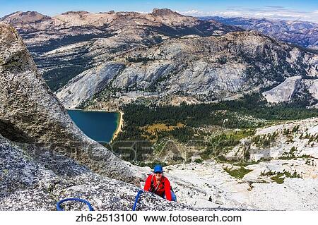 Rock climber on Tenaya Peak, Tuolumne Meadows, Yosemite National Park, California USA. View Large Photo Image Stock Image - Rock climber on Tenaya Peak, Tuolumne Meadows, Yosemite National Park, California USA.. Fotosearch