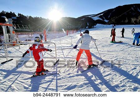 Skiers. La Molina ski resort, Cerdanya, Girona province, Catalonia, Spain. View Large Photo Image Stock Image - Skiers. La Molina ski resort, Cerdanya, Girona province, Catalonia, Spain.. Fotosearch