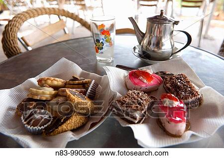 Tea and Patisseries, Casablanca, Morocco, Africa View Large Photo Image Stock Photo - Tea and Patisseries, Casablanca, Morocco, Africa. Fotosearch