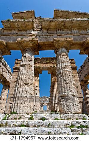 The Temple of Hera in the ruins of Paestum, Italy View Large Photo Image Stock Photo - The Temple of Hera in the ruins of Paestum, Italy. Fotosearch