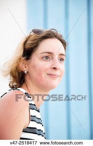 Stock Photo - Woman Happy smiling. Fotosearch