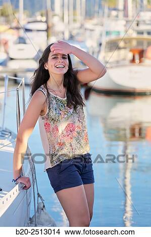 Picture - Young girl 19 years. Hendaye. Aquitaine. France.. Fotosearch