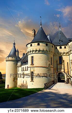 Stock Photo - 15th century castle Ch? teau de Chaumont, rebuilt by Charles I d? Amboise, acquired by Catherine de Medici in 1560. Chaumont-sur-Loire, Loir-et-Cher, France.. Fotosearch