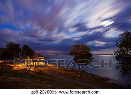 Stock Photography - A view of a gazebo in MacDonald Park along the shore of Lake Ontario. Kingston, Ontario, Canada.. Fotosearch