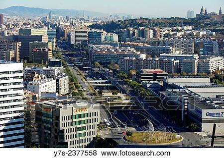 Stock Photo - Aerial view of Barcelona, Catalonia, Spain.. Fotosearch