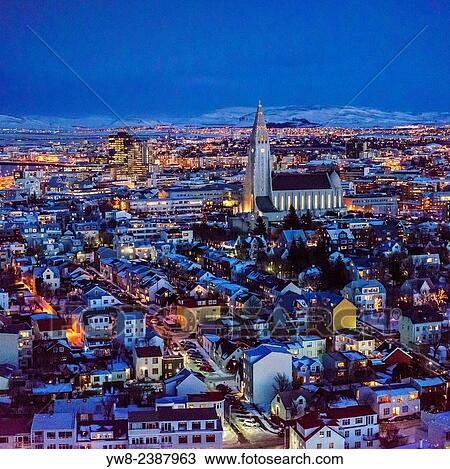 Aerial view of Reykjavik with Hallgrimskirkja Church in the wintertime, Iceland. View Large Photo Image Stock Image - Aerial view of Reykjavik with Hallgrimskirkja Church in the wintertime, Iceland.. Fotosearch