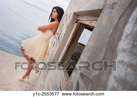 Stock Photo - Before prom waiting pretty young woman. Fotosearch