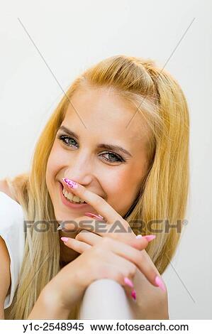 Stock Photography - Blonde young woman portrait.. Fotosearch