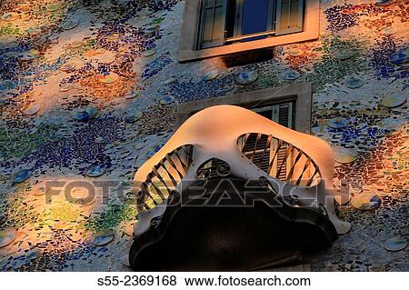 Casa Batll? by Antonio Gaud?, 1904-1906, passeig de Gracia, Barcelona, Catalonia, Spain. The local name for the building is Casa dels ossos (House of Bones), as it has a visceral, skeletal organic quality. View Large Photo Image Stock Photo - Casa Batll? by Antonio Gaud?, 1904-1906, passeig de Gracia, Barcelona, Catalonia, Spain. The local name for the building is Casa dels ossos (House of Bones), as it has a visceral, skeletal organic quality.. Fotosearch