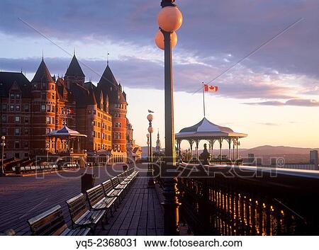 Stock Image - Chateau Frontenac and Terrasse Dufferin, Quebec City, Quebec, Canada.. Fotosearch