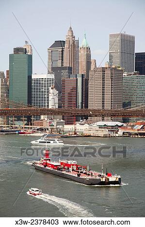 cityscape with Brooklyn bridge and East river, Manhattan, New York, USA, America. View Large Photo Image Stock Image - cityscape with Brooklyn bridge and East river, Manhattan, New York, USA, America.. Fotosearch