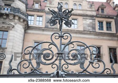 Stock Photo - Detail on Gate of Dresden Castle - Royal Palace, Saxony, Germany, Europe.. Fotosearch