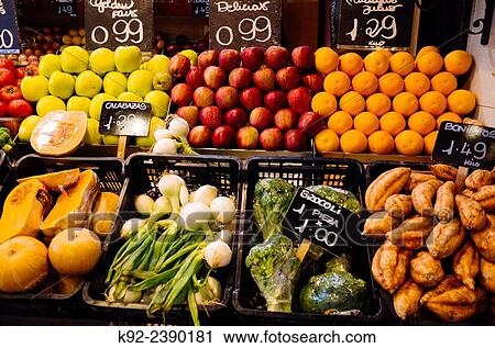 Fruits and vegetables at a market View Large Photo Image Stock Image - Fruits and vegetables at a market. Fotosearch