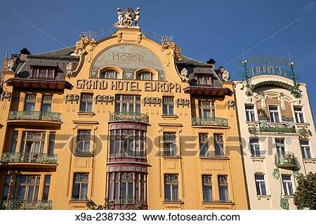 Grand Hotel Europa; Wenceslas Square; Prague; Czech Republic; Europe. View Large Photo Image Stock Image - Grand Hotel Europa; Wenceslas Square; Prague; Czech Republic; Europe.. Fotosearch