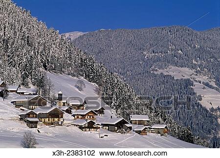 Stock Image - hamlet of Ladray at Areches resort, commune of Beaufort-sur-Doron, Savoie department, Rhone-Alpes region, France, Europe.. Fotosearch