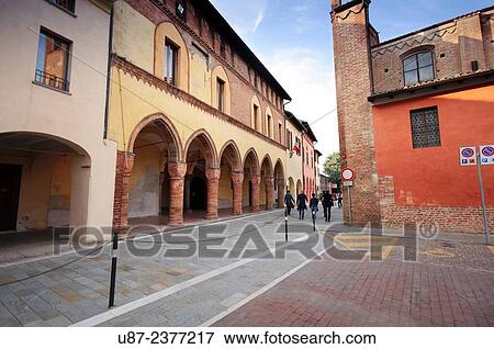 Stock Photo - Italy, Lombardy, Pizzighettone, Palazzo Comunale, Old City Hall.. Fotosearch