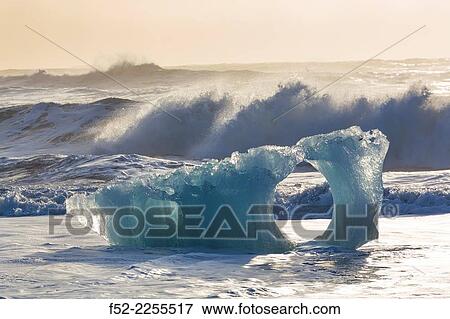 Jokulsarlon beach, Vatnatjokull glacier, Southern Iceland, Iceland. View Large Photo Image Stock Photo - Jokulsarlon beach, Vatnatjokull glacier, Southern Iceland, Iceland.. Fotosearch