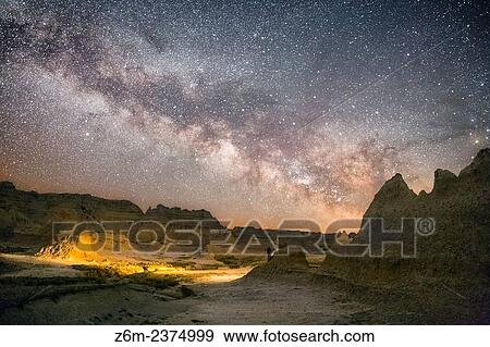 Milky Way rises over the Badlands of South Dakota. View Large Photo Image Stock Photo - Milky Way rises over the Badlands of South Dakota.. Fotosearch