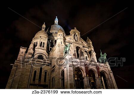 Monmartre by night in Paris, France. View Large Photo Image Stock Photo - Monmartre by night in Paris, France.. Fotosearch