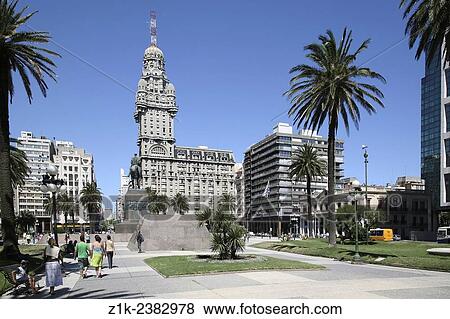 Montevideo. Palace Salvo Square De Independencia. View Large Photo Image Stock Photo - Montevideo. Palace Salvo Square De Independencia.. Fotosearch