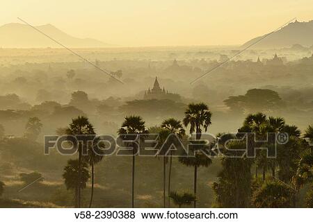 Stock Photo - Myanmar, Bagan from above.. Fotosearch