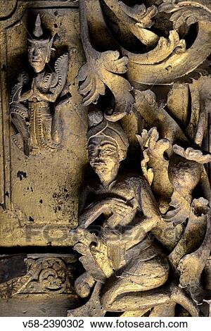 Stock Image - Myanmar, Mandalay, Shwenandaw monastery (19th C).. Fotosearch