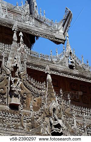 Myanmar, Mandalay, Shwenandaw monastery (19th C). View Large Photo Image Stock Photo - Myanmar, Mandalay, Shwenandaw monastery (19th C).. Fotosearch