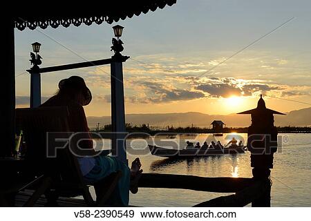 Myanmar, Shan State, Inle Lake, Inle Resort Hotel. View Large Photo Image Stock Photo - Myanmar, Shan State, Inle Lake, Inle Resort Hotel.. Fotosearch