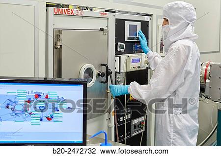Stock Image - Oerlikon Univex eBeam/thermal deposition system. Cleanroom. Nanotechnology. Laboratory. CIC nanoGUNE Nano science Cooperative Research Center. Donostia. San Sebastian. Gipuzkoa. Basque Country. Spain.. Fotosearch