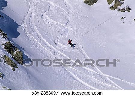 off-piste skiing at Areches ski resort, commune of Beaufort-sur-Doron, Savoie department, Rhone-Alpes region, France, Europe. View Large Photo Image Stock Photo - off-piste skiing at Areches ski resort, commune of Beaufort-sur-Doron, Savoie department, Rhone-Alpes region, France, Europe.. Fotosearch